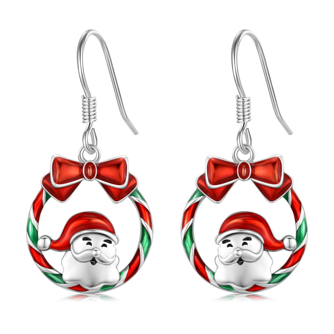 Wholesale Christmas Snowman Bow Bell Hoop Earrings