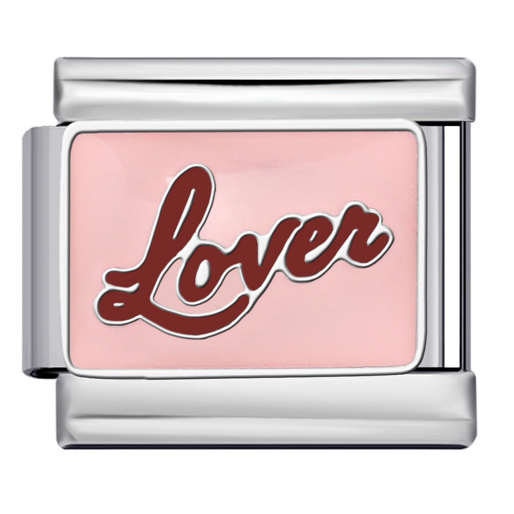 Wholesale Italian Charm Bracelet DIY Splicing Pink Stainless Steel Composable Bracelet