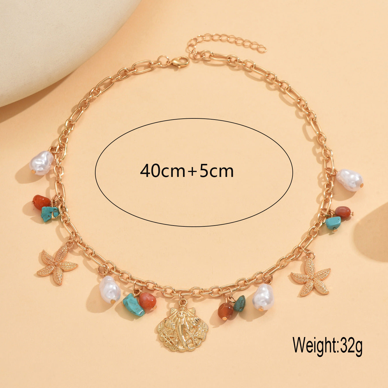 Wholesale Resort Style Shell Starfish Pearl Pendant Necklace