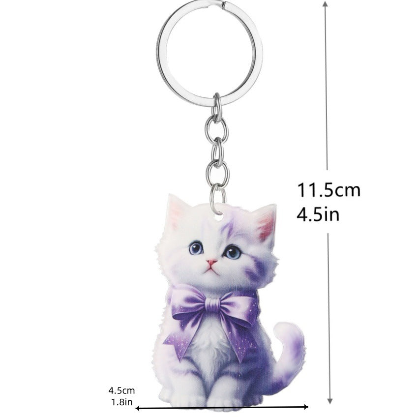 Wholesale Cute acrylic rocking chair kitten keychain