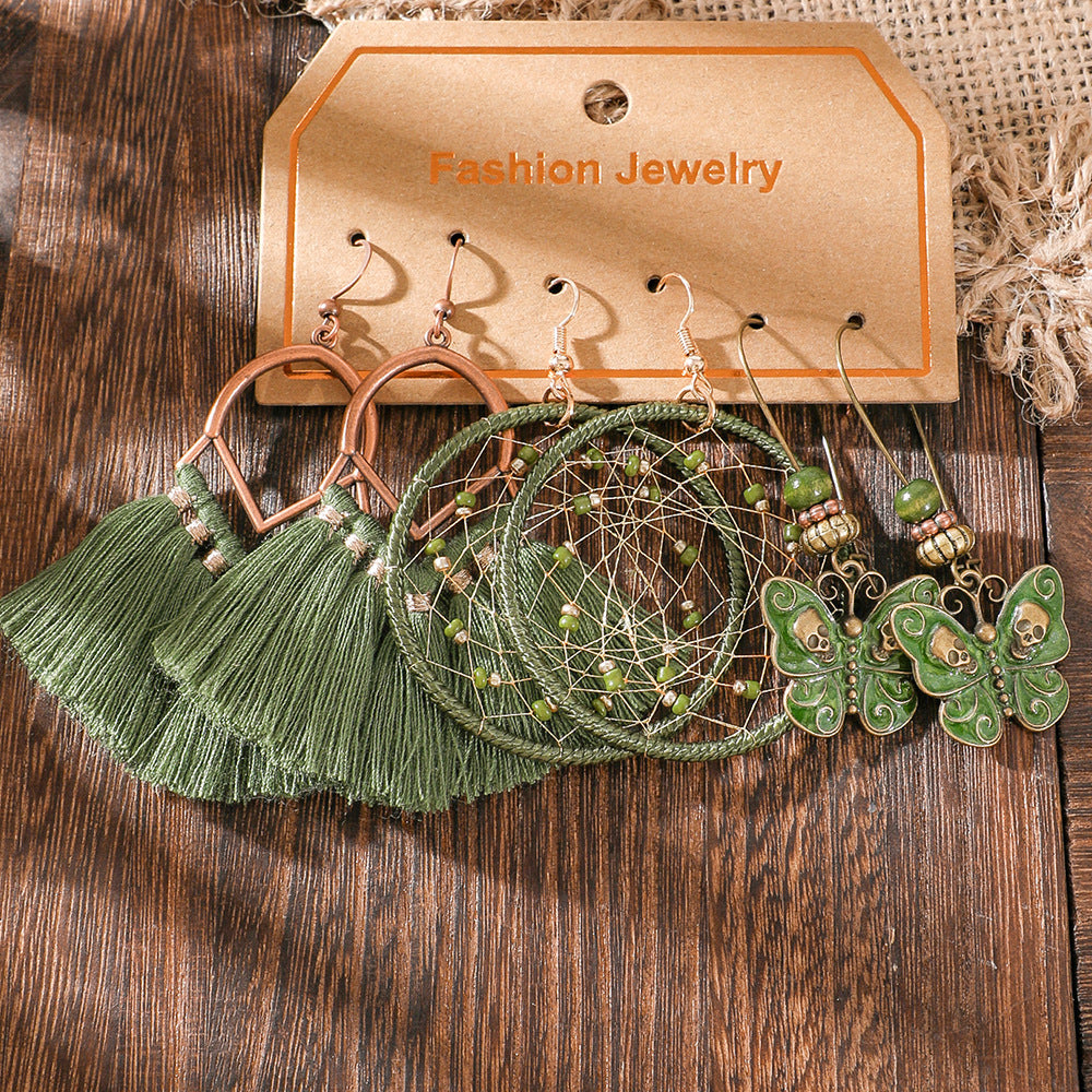 Wholesale Bohemian Colorful Tassel Earring Set Retro Ethnic Party Wear Fashion Accessory