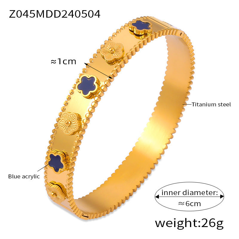 Wholesale Flower Titanium Steel 18k Gold Plated Bracelet ACC-BT-OMK001