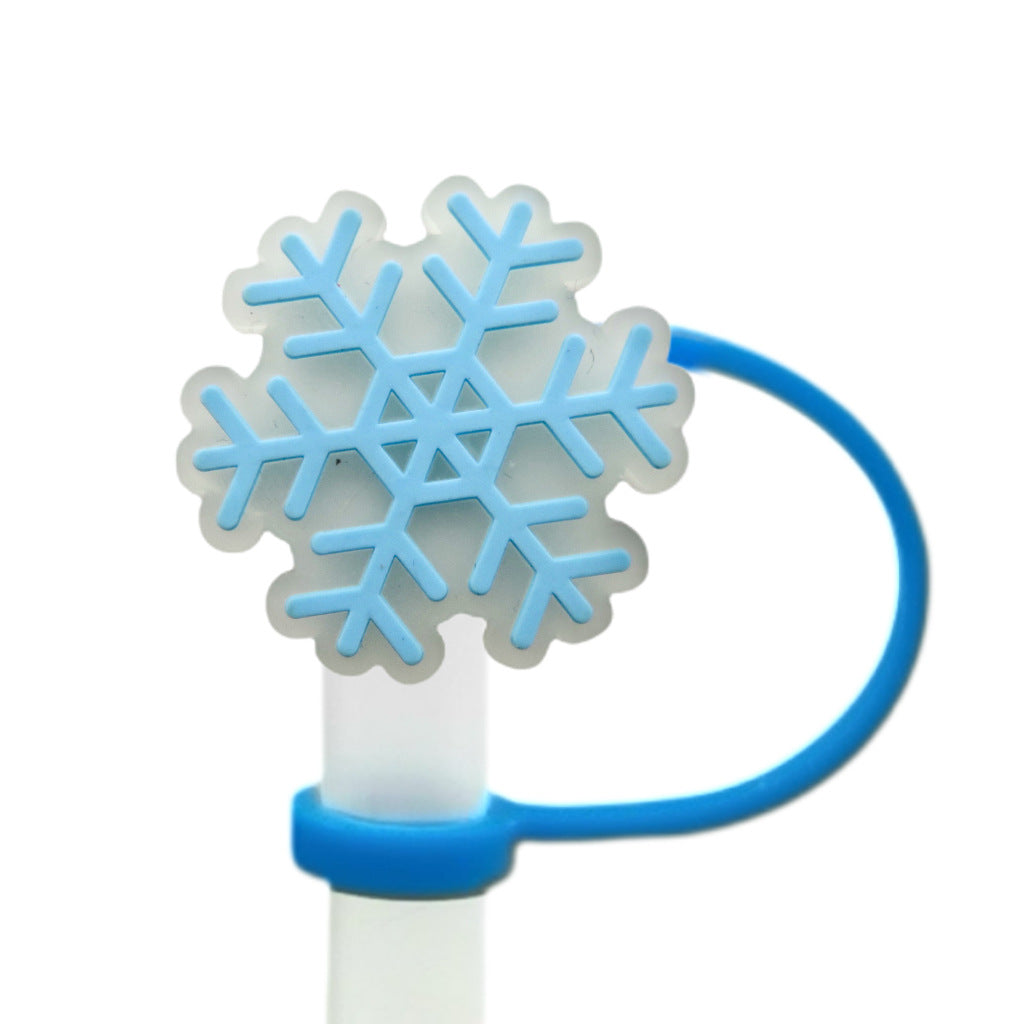 Wholesale 10pcs Christmas themed food grade silicone Straw Cover Straw Tube Cap