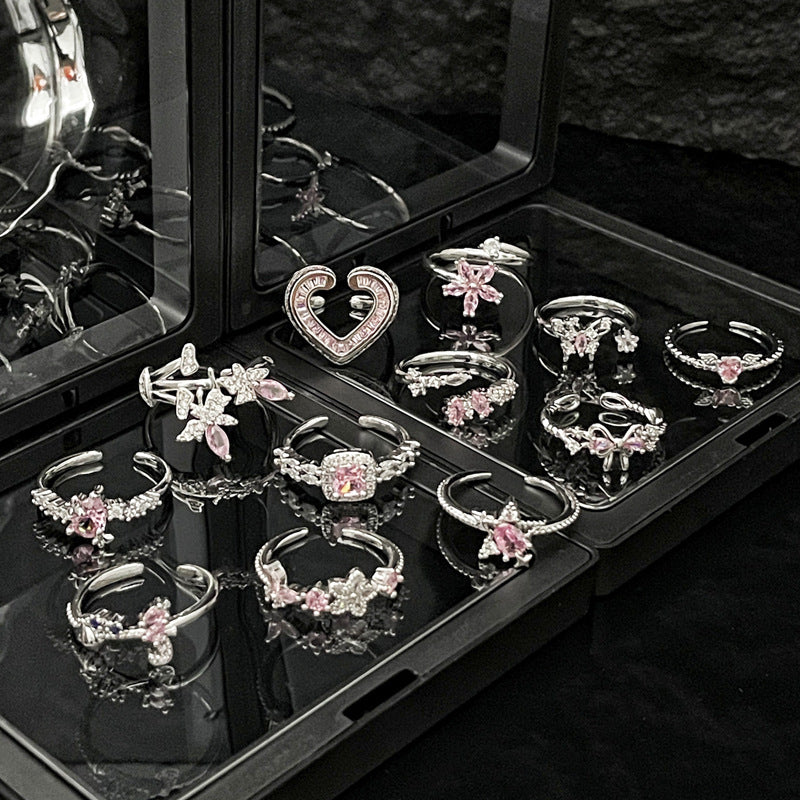 Wholesale  Pink Diamond Butterfly Irregular Simple Fashion Open Ring