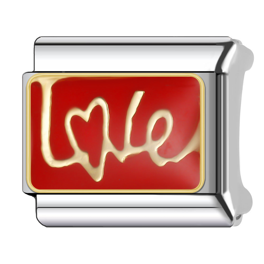 Wholesale Italian Charm Bracelet 9mm DIY Splicing English Series Stainless Steel Composable Bracelet