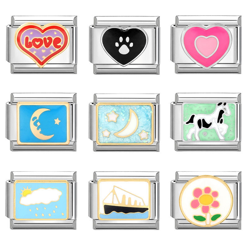 Wholesale Italian Charm Bracelet 9mm DIY Splicing Marine Elements Stainless Steel Composable Bracelet