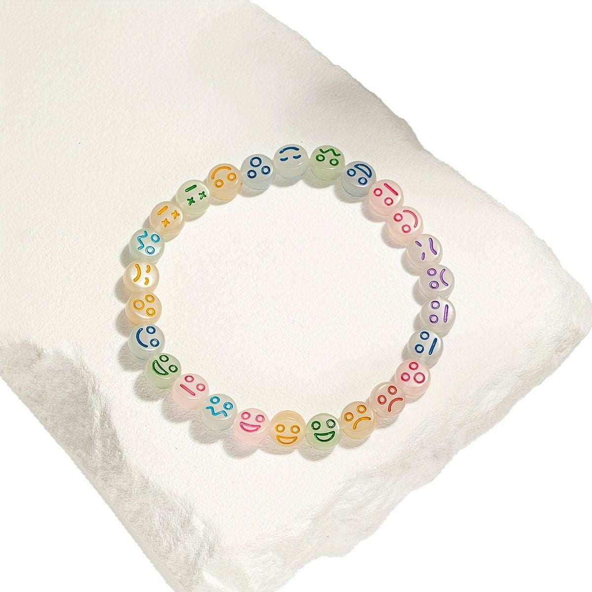 Wholesale luminous color smiling face beaded elastic ladies bracelet