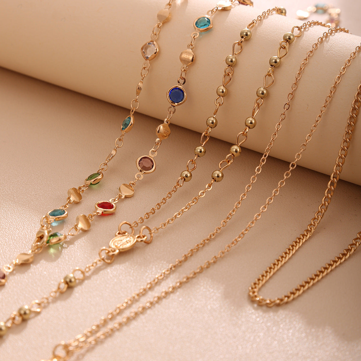 Wholesale Alloy Cross Pendant Tassel Necklace 4 Piece Set For Women Trendy Everyday Jewelry Gift