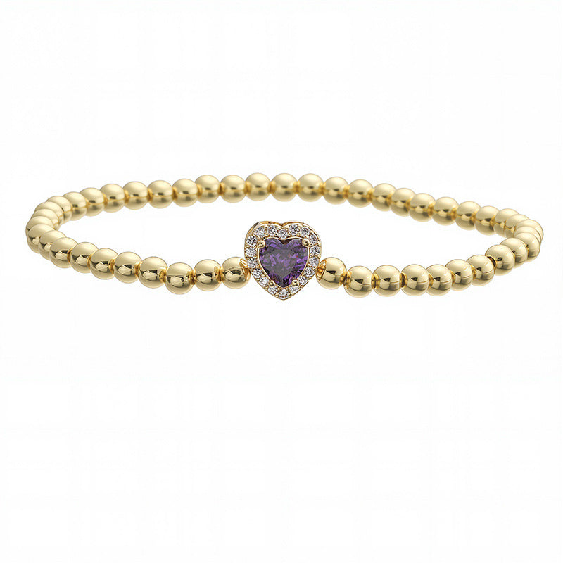 Wholesale  birthstone heart-shaped bracelet