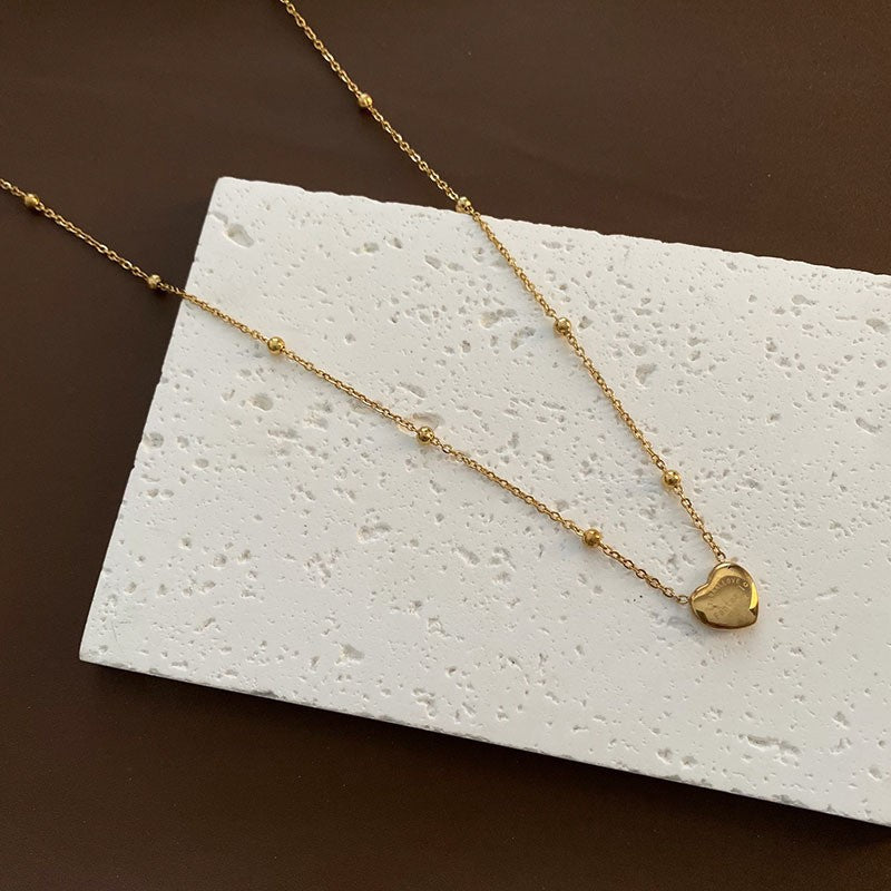 Wholesale Titanium Steel Necklace Letter Love Pendant Snake Bone Chain ACC-NE-Yuxi015