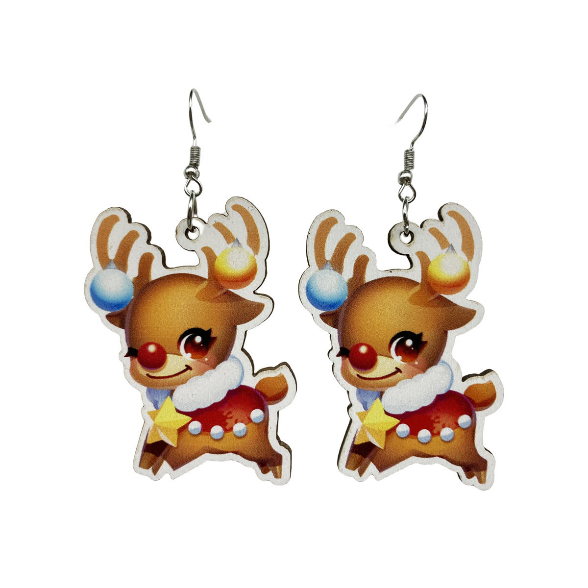 Wholesale Vintage Christmas Wood Earrings Christmas Elk Long Earrings ACC-ES-FX063