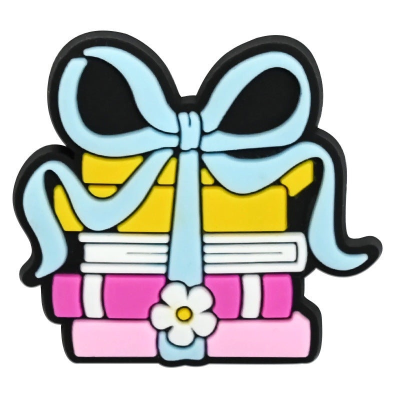 Wholesale Random 100pcs Creative learning series  PVC Soft Rubber Shoe Buckle Decoration