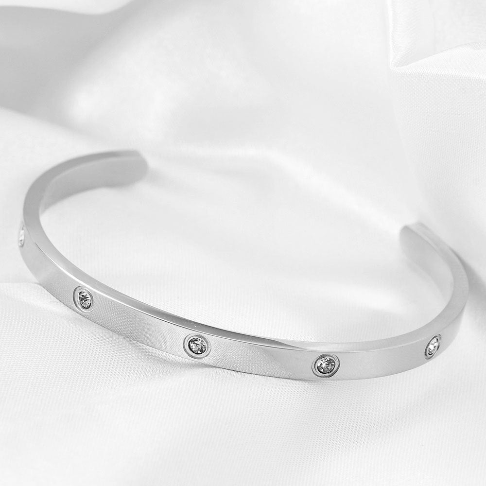 Wholesale Titanium Steel C-shaped 5mm diamond 18K gold bracelet