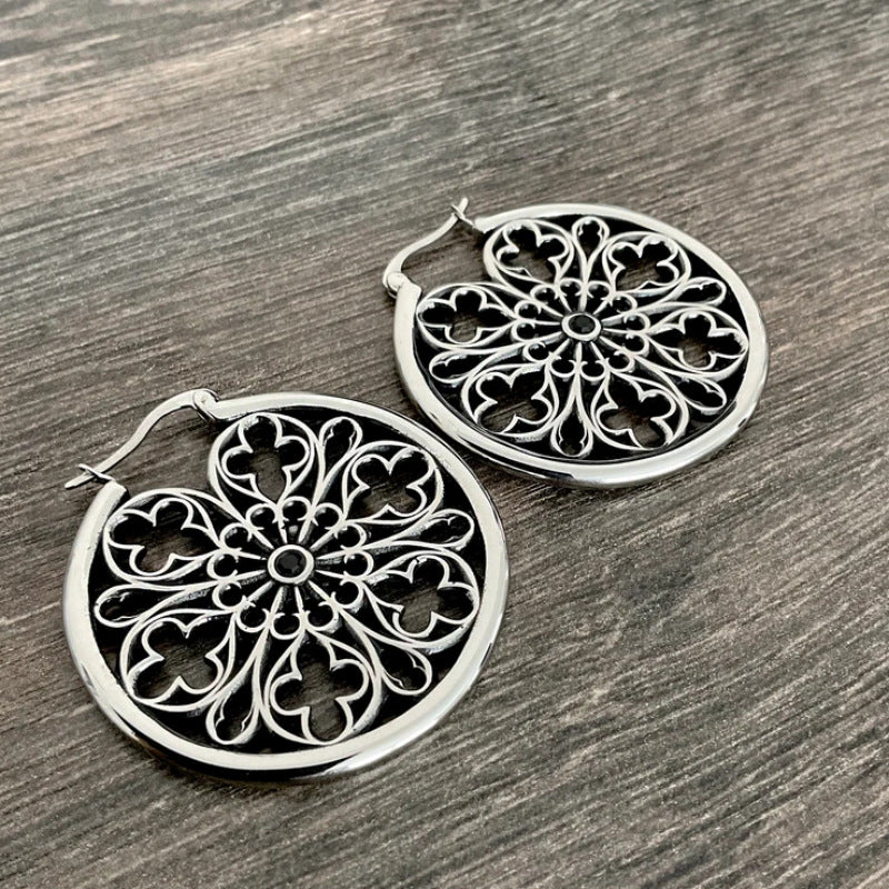 Wholesale 10pcs Retro personality hollow pattern pendant earrings