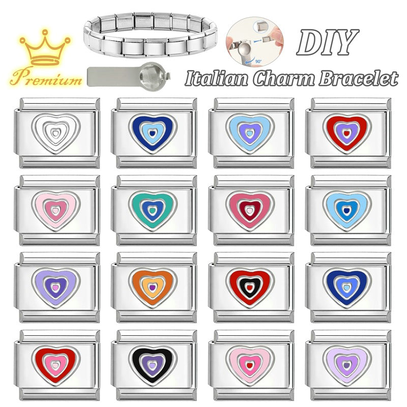 Wholesale Electroplated Stainless Steel Multicolor Heart Pendants DIY Jewelry Accessory