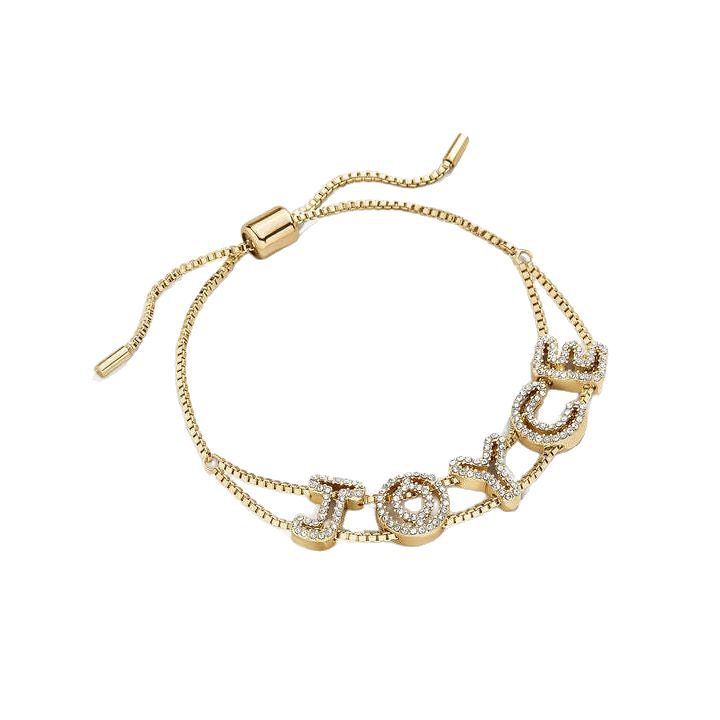 Wholesale  26 English letters inlaid zircon delicate gold DIY bracelet