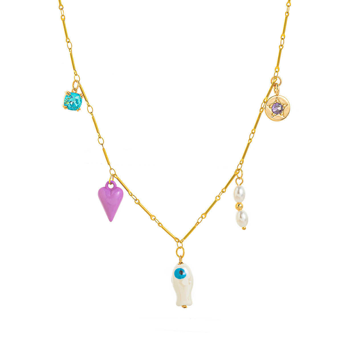 Wholesale Clavicle chain love five-pointed star blue pendant necklace