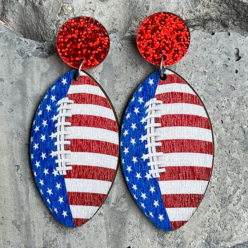 Wholesale 2 pairs/pack American Flag Independence Day Butterfly Ice Cream Wooden Earrings ACC-ES-HY004