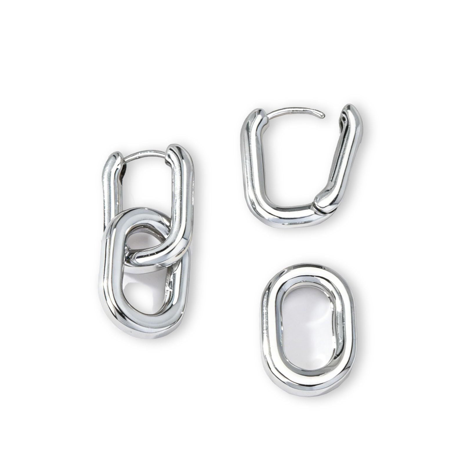 Wholesale Copper Plated Two-Tone Geometric Earrings for Women Chic Jewelry Accessory