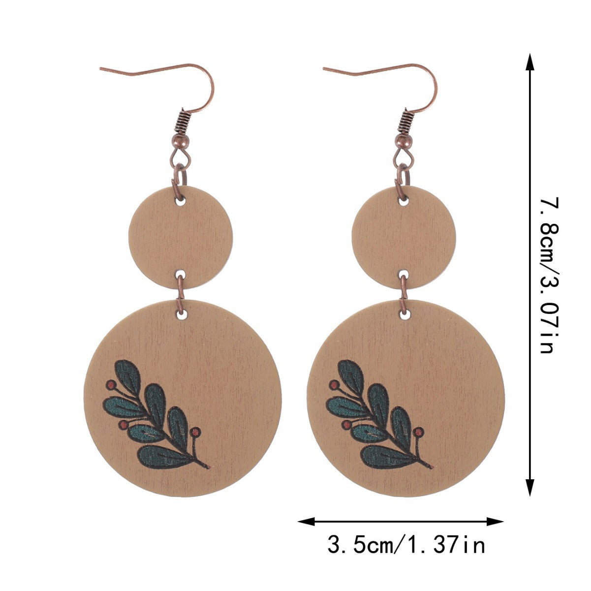 Wholesale  Diamond Irregular Bar Pattern Leaves  Vintage Earrings