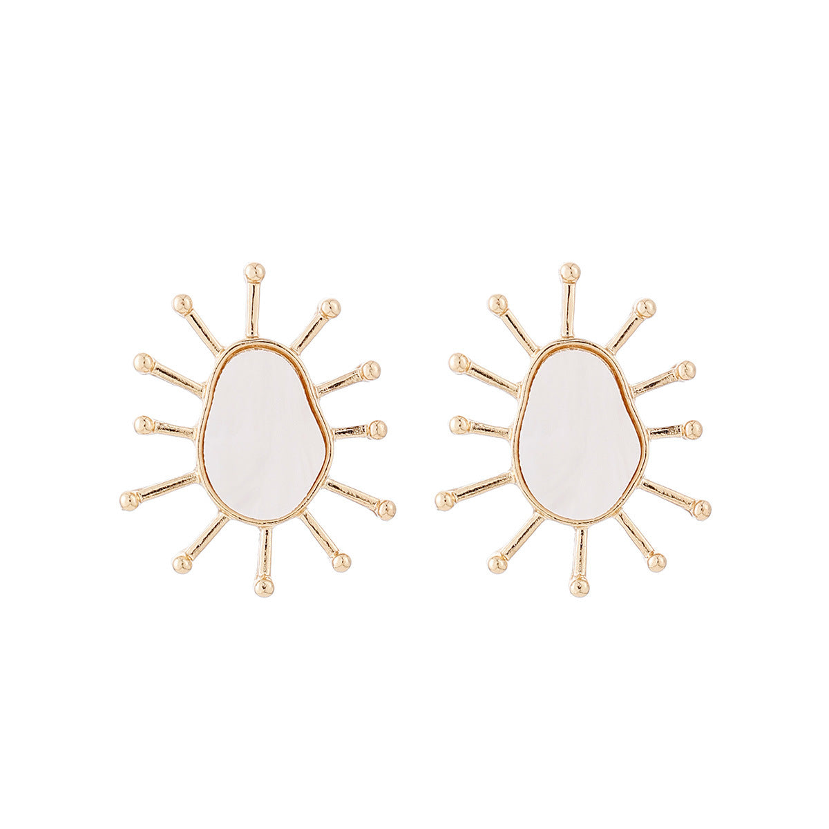 Wholesale Sunburst French Retro Earrings Zinc Alloy Electroplating Fashion Accessory