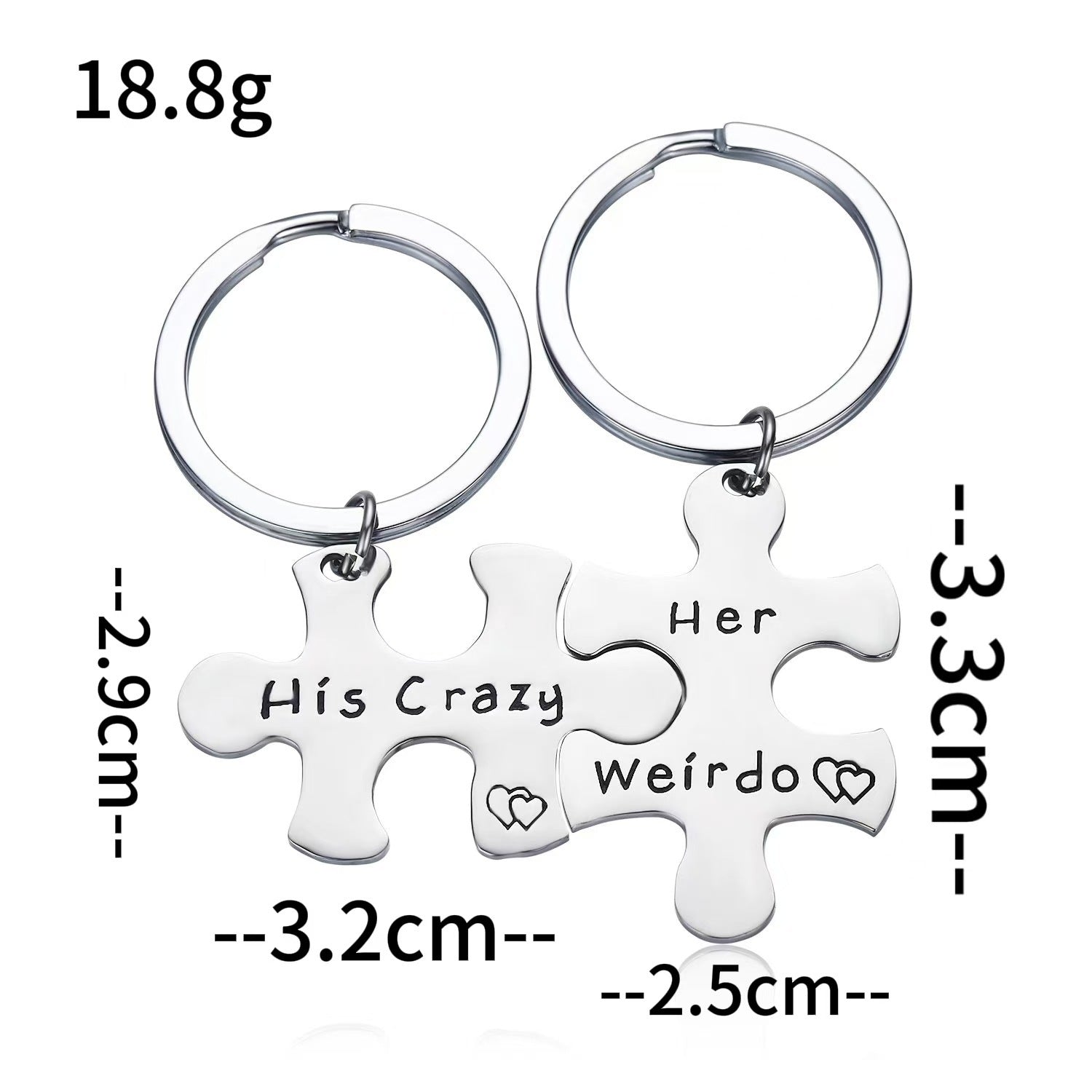 Wholesale Stainless Steel Puzzle Couple Keychain His Crazy Her Weirdo Gift Fashion Accessory