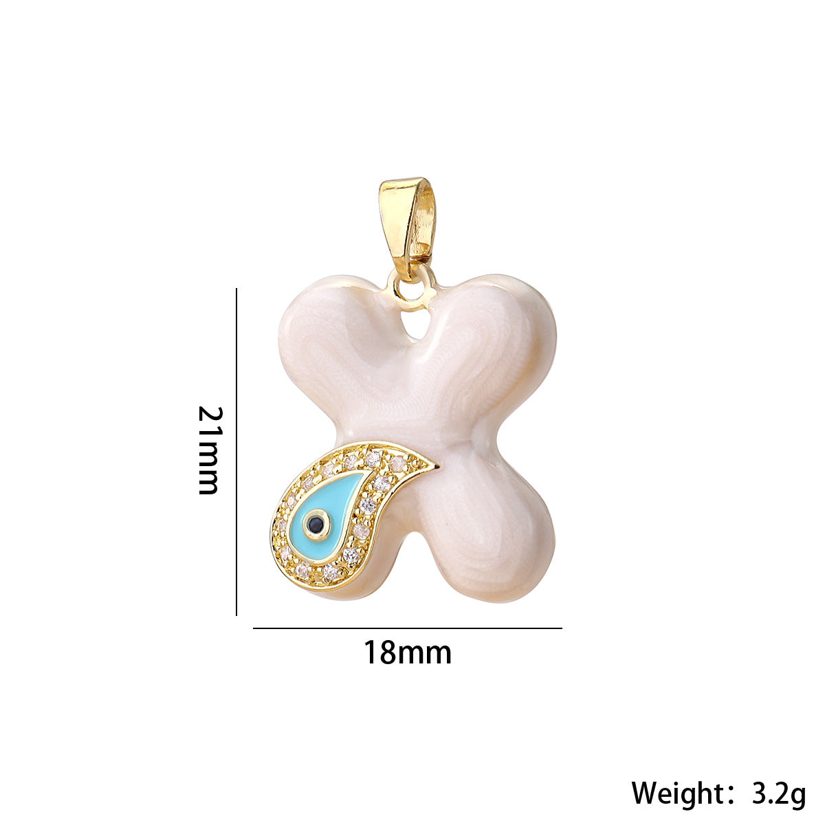 Wholesale Evil Eye Letter Pendant 16K Gold Plated Copper With Zircon Fashion Decorative Accessory DIY Jewelry Charm Boutique Gift Resale