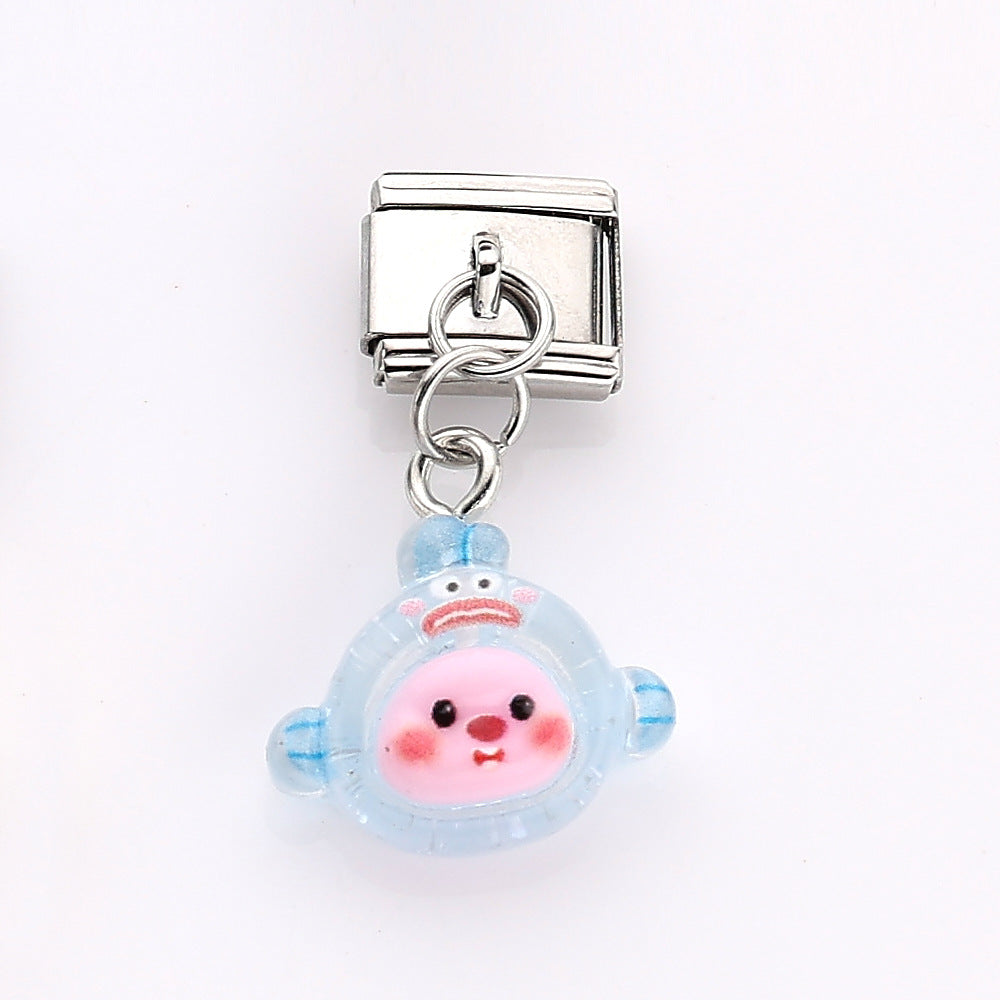 Wholesale 10pcs Italian Charm Bracelet 9mm DIY Splicing Cute Cartoon Stainless Steel Composable Bracelet ACCVIP