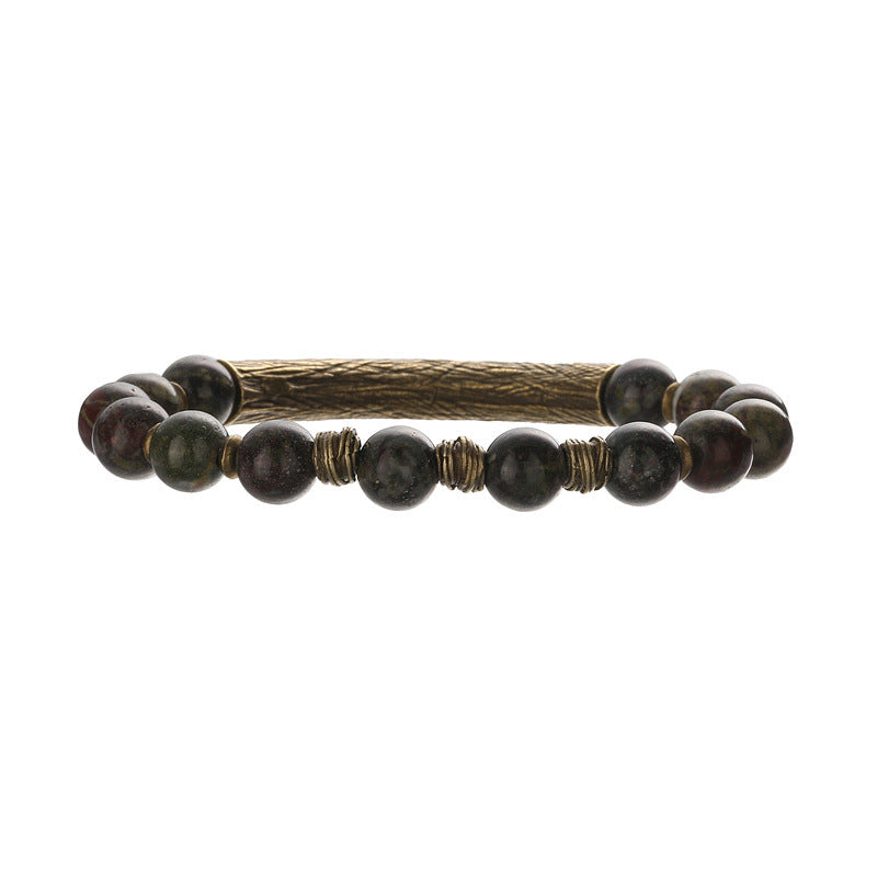 Wholesale White Turquoise Tiger Eye Stone Antique Gold Accent Beaded Bracelet Chinese Vintage Style Unisex Wedding Jewelry