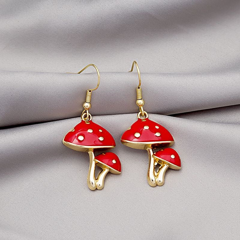 Wholesale Funny Cartoon Mushroom Earrings