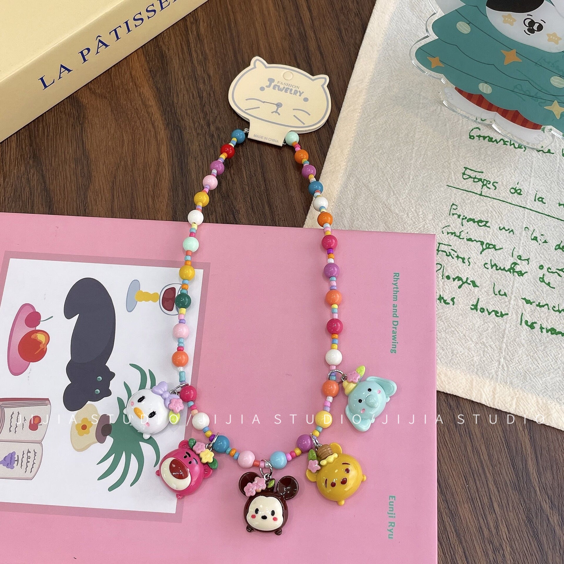 Wholesale Colorful cartoon Christmas beaded necklace