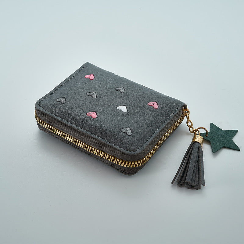 Wholesale Tassel Zipper Wallet for Women Cute Coin Purse Bright Red Chic Fashion Accessory