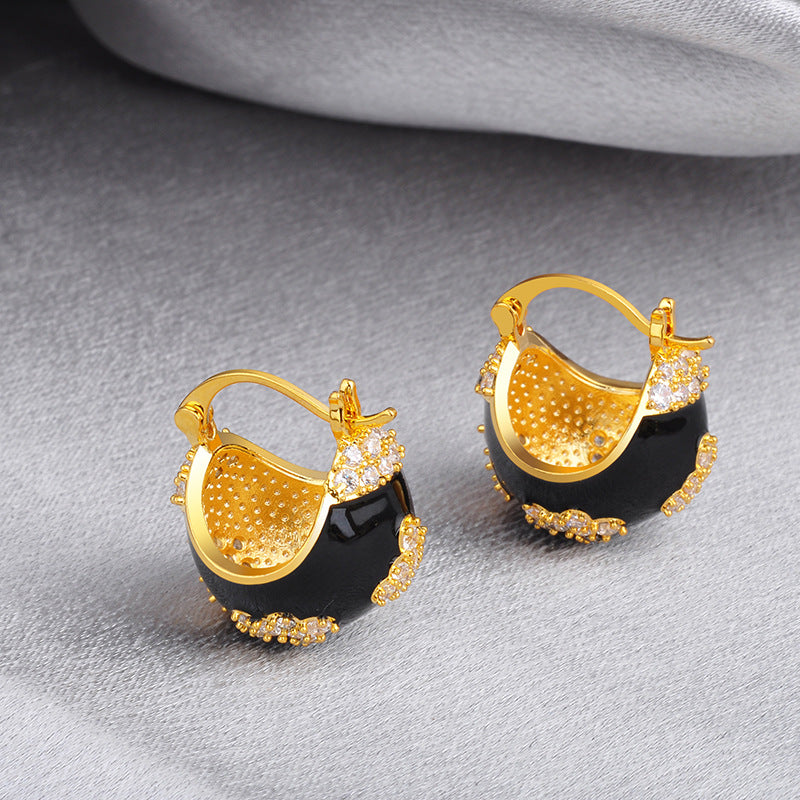 Wholesale red enamel drop oil basket ear buckle  earrings