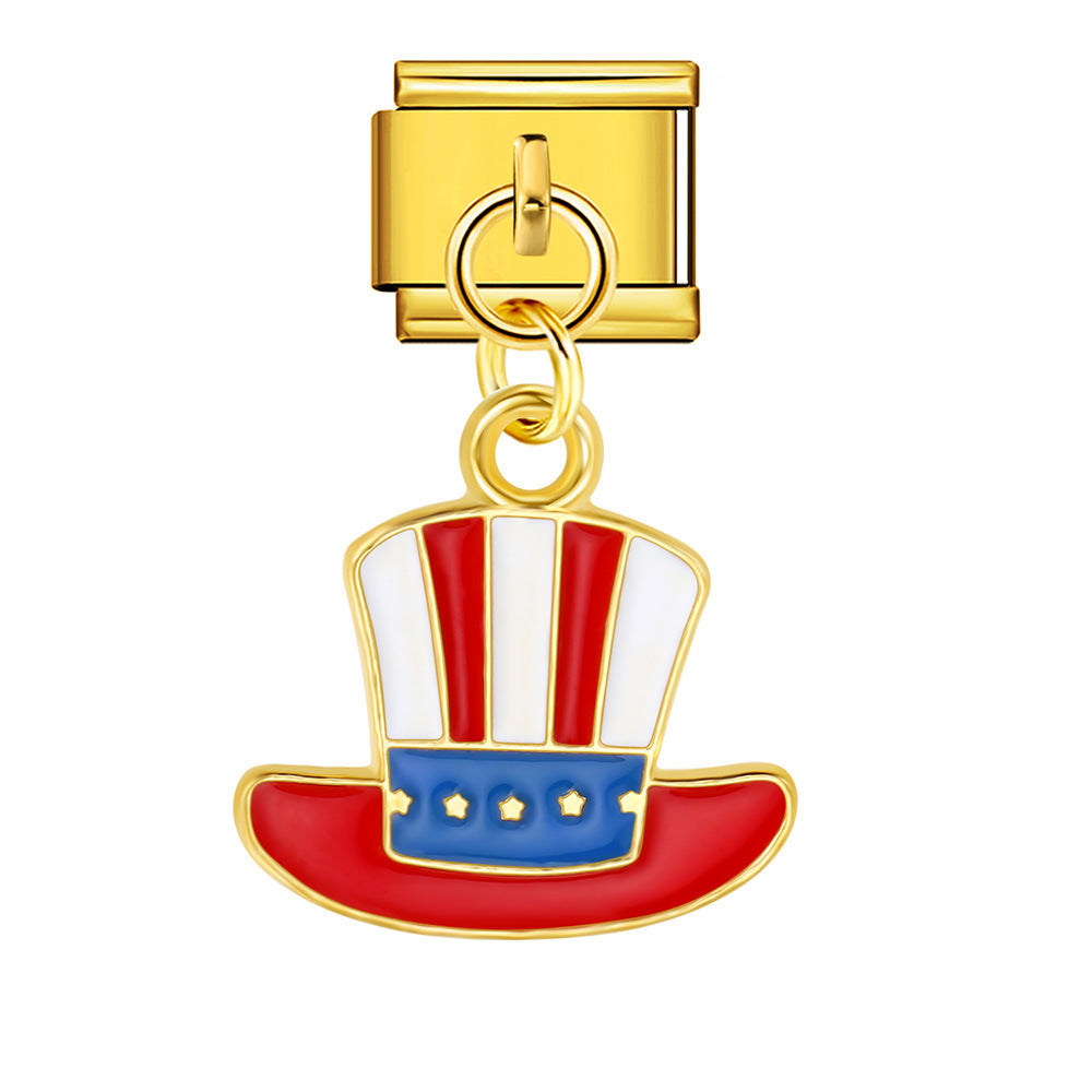 Wholesale Italian Charm Bracelet 9mm DIY Independence Day   Creative Stainless Steel Composable Bracelet