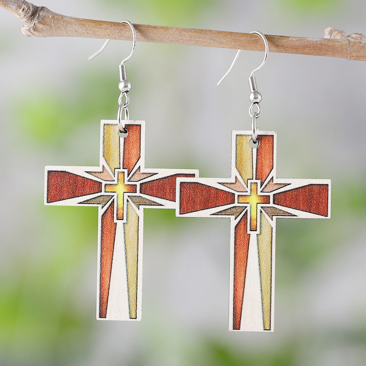 Wholesale  Wooden Double-sided Earrings