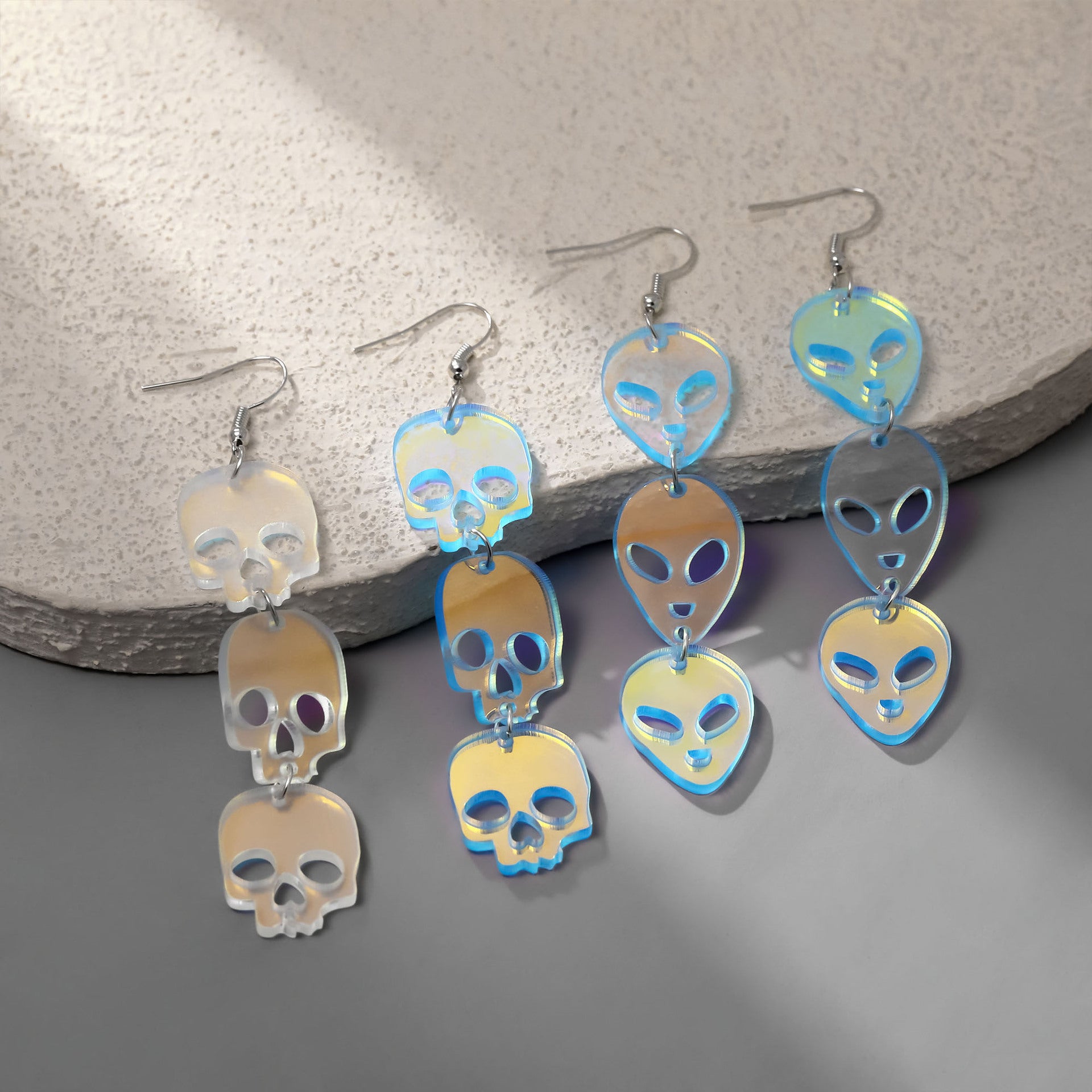 Wholesale acrylic jellyfish skull alien earrings girl earrings
