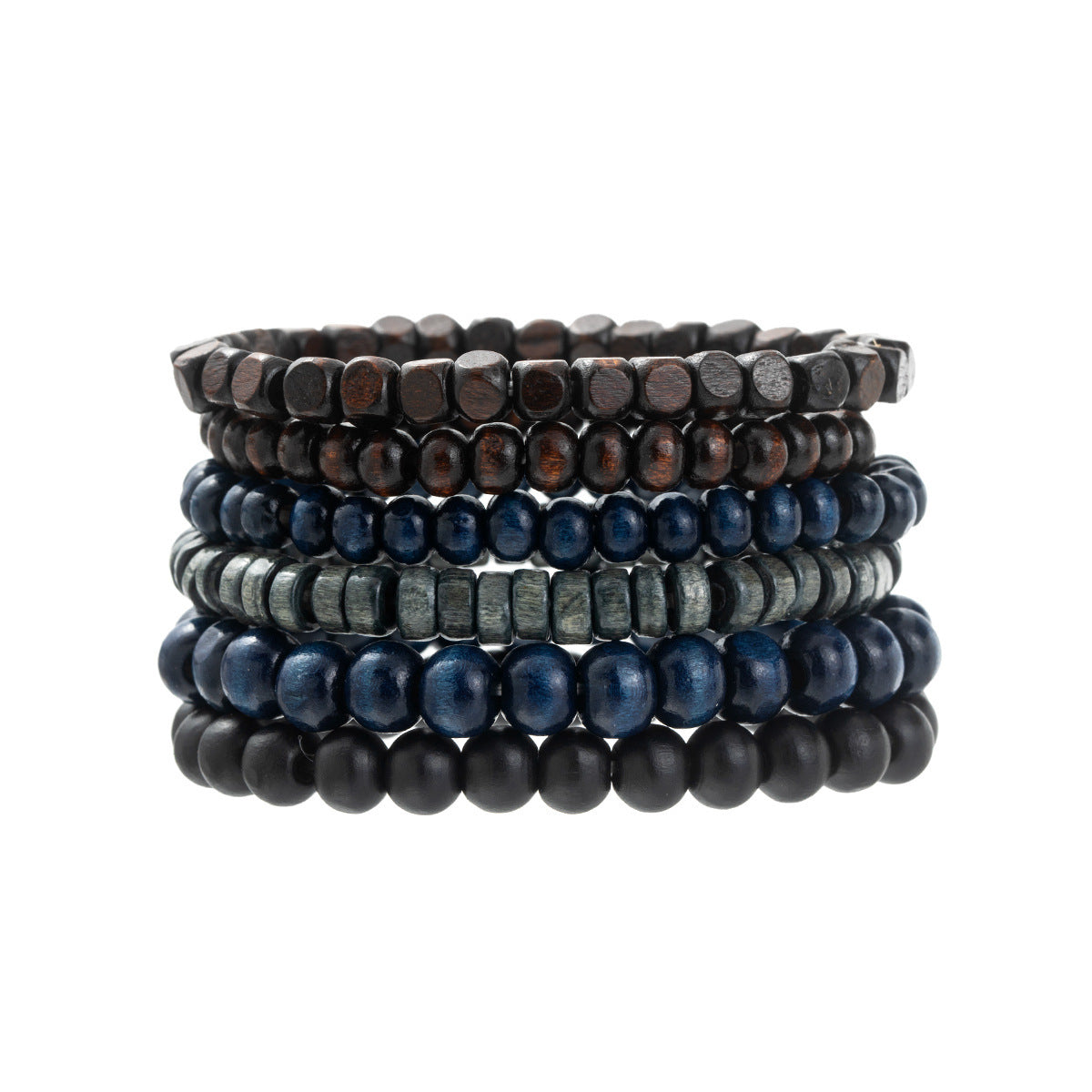 Wholesale  Retro Men's Hand-woven Wood Coconut Shell Resin Beaded Elastic Bracelet