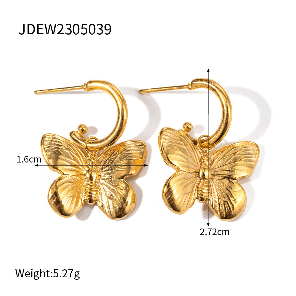 Wholesale Vintage Gold Sand Butterfly Bracelet Ring Necklace Set ACC-ES-WanXing002