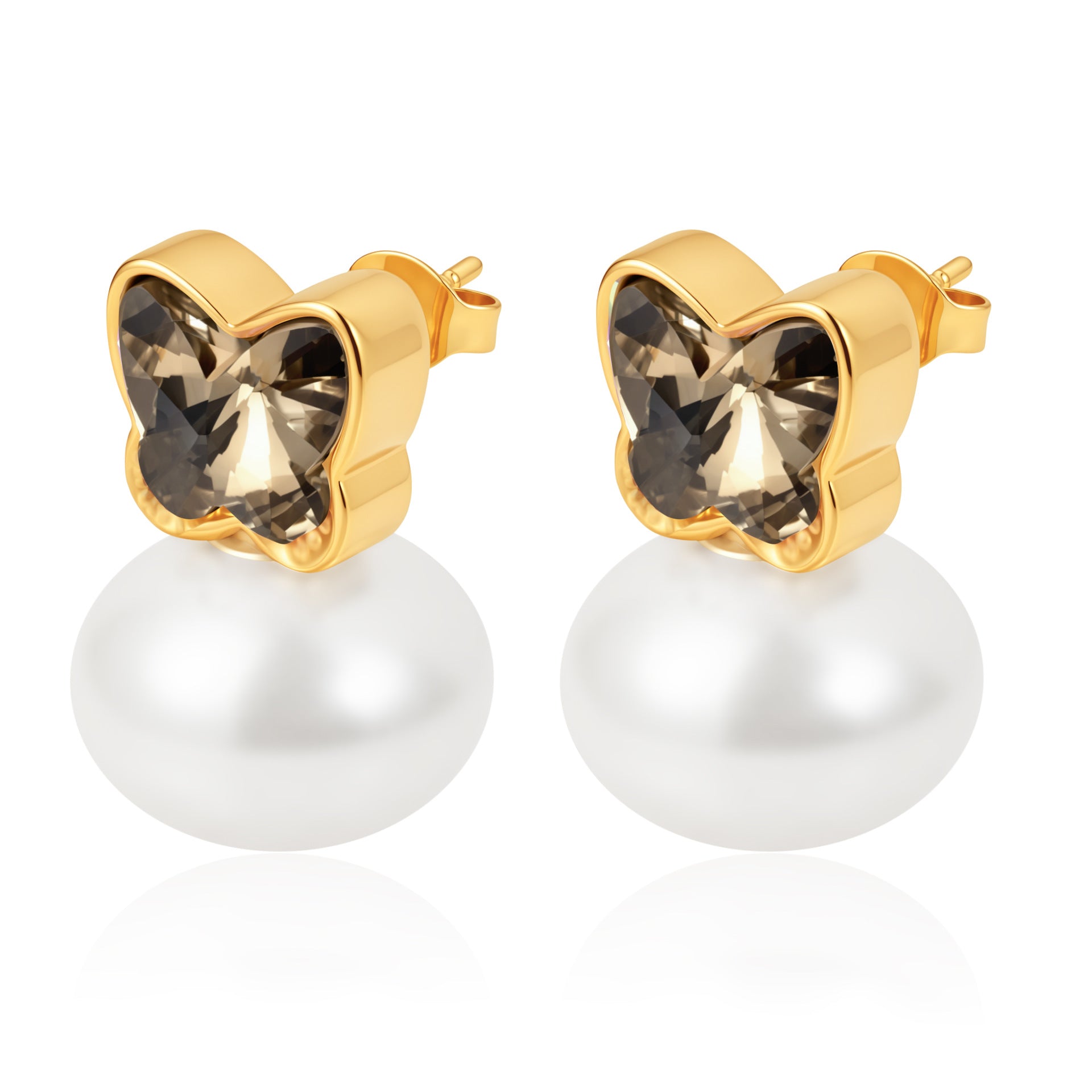 Wholesale Stainless Steel Butterfly Pearl Earrings Fashion Accessory for Women Boutique Resale