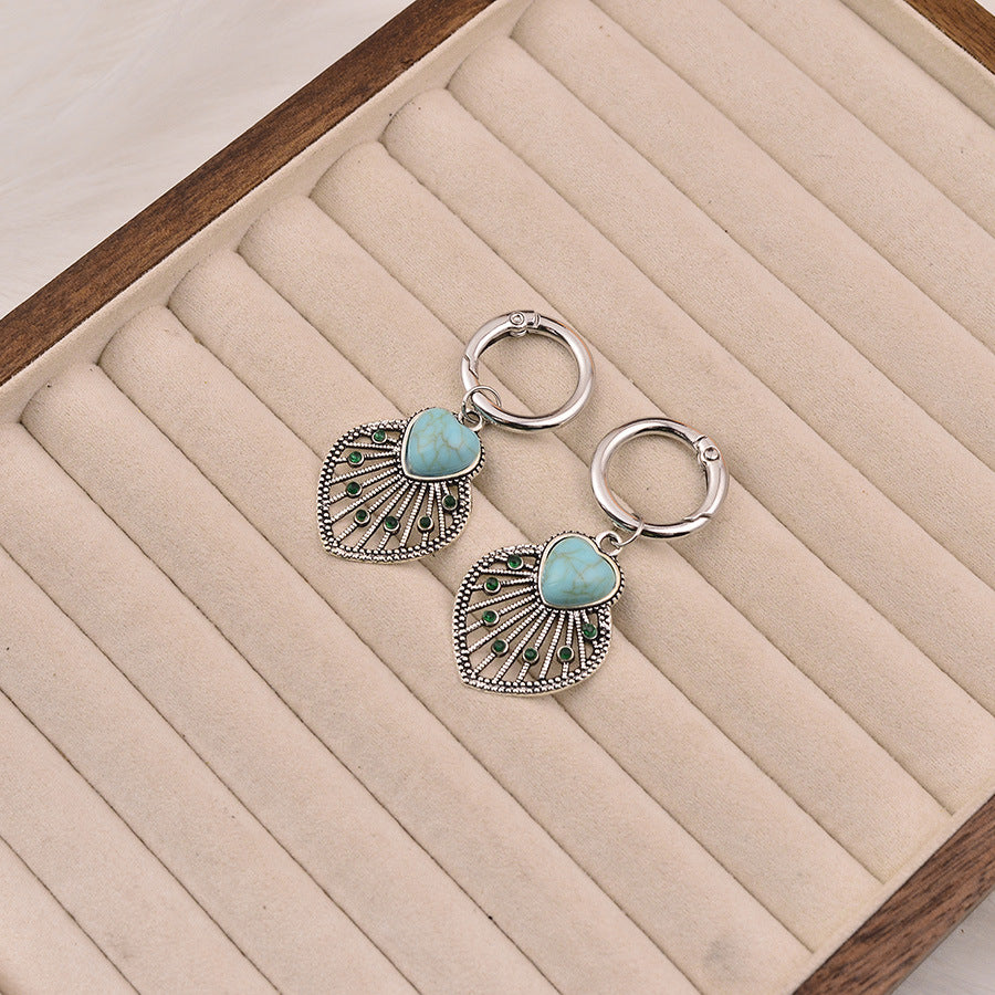 Wholesale Vintage Geometric Turquoise Zinc Alloy Shoe Buckle Bag Charm Keychain Accessory For DIY And Resale