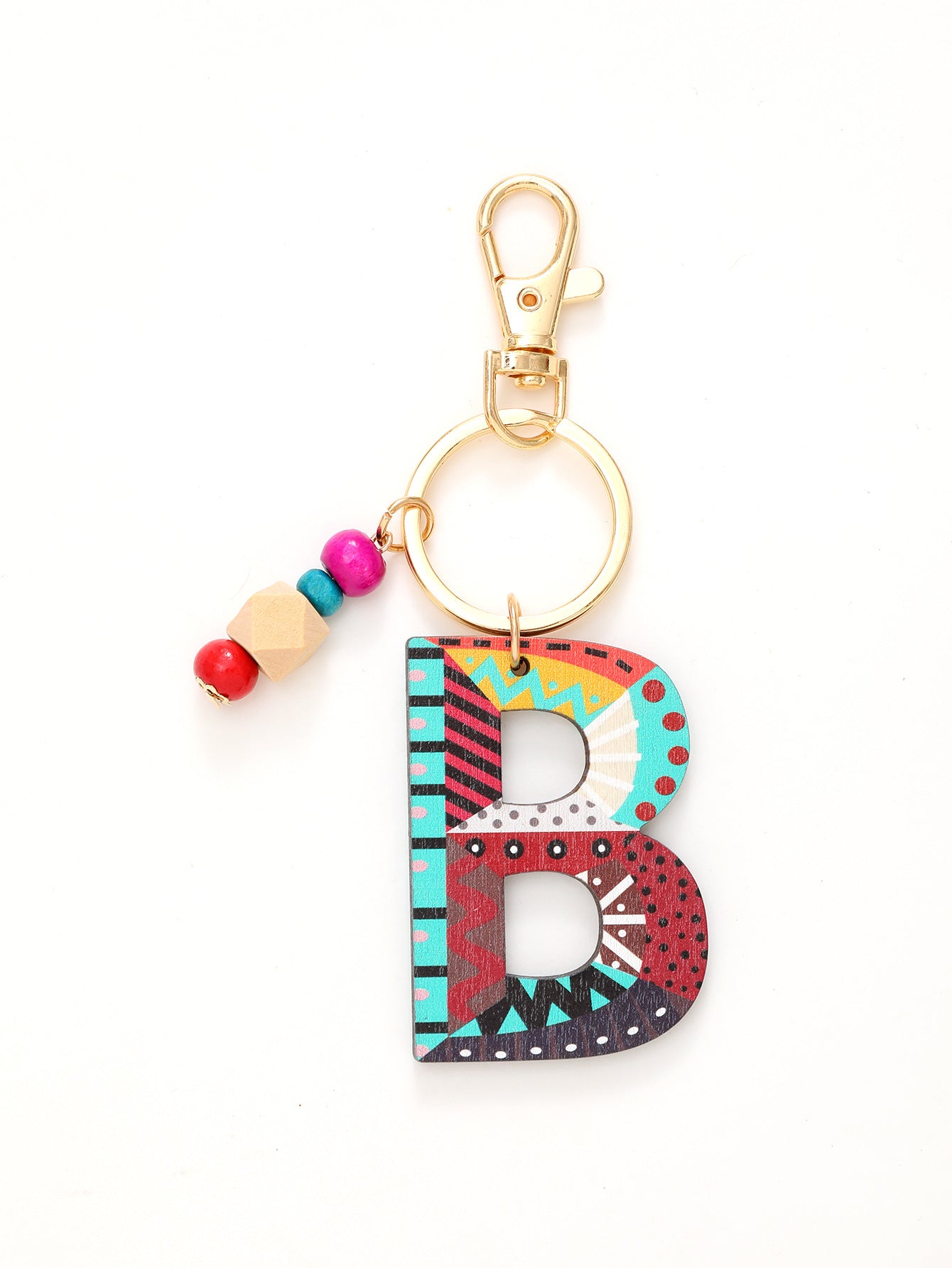 Wholesale Trendy Alphabet Bead Keychain Wooden Car Key Accessory Gift Boutique Resale