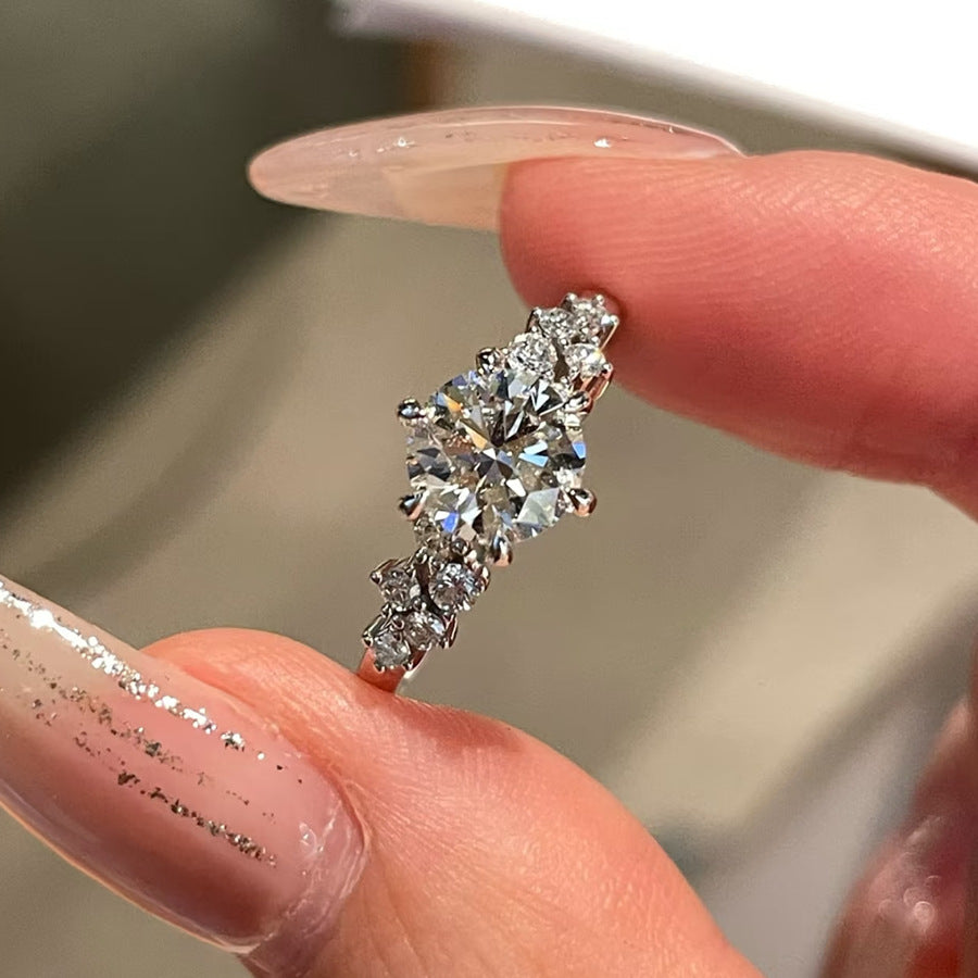 Wholesale Trendy Instagram Small 1 Carat Moissanite Berlin Love Letter Ring Niche Design Adjustable Diamond Women' s Ring