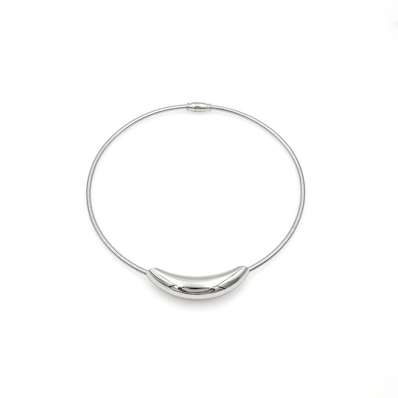 Wholesale Non-fading Ring-shaped Round Tube Titanium Steel Necklaces ACC-NE-XuanKa002