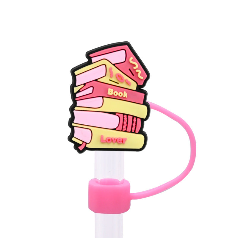 Wholesale Random 100pcs Learning Bookworm Series 8/10mm PVC Soft Straw Tube Cap