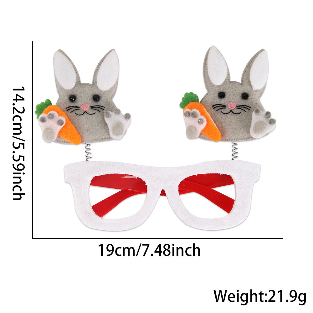 Wholesale  Easter decorations flannel chicken rabbit photo glasses decoration