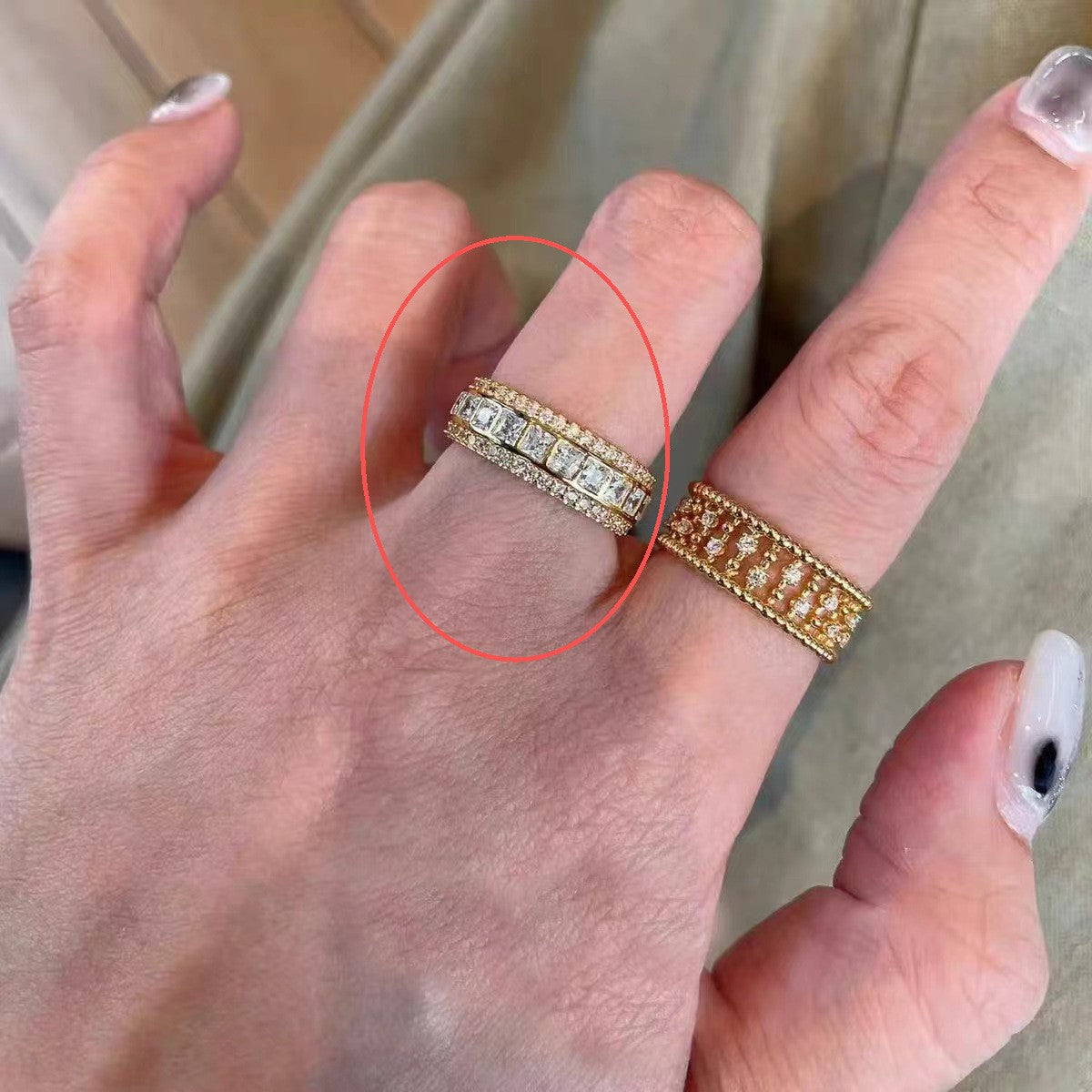 Wholesale Vintage Chic Stacked Row Ring For Women Copper Electroplated Everyday Wear Jewelry