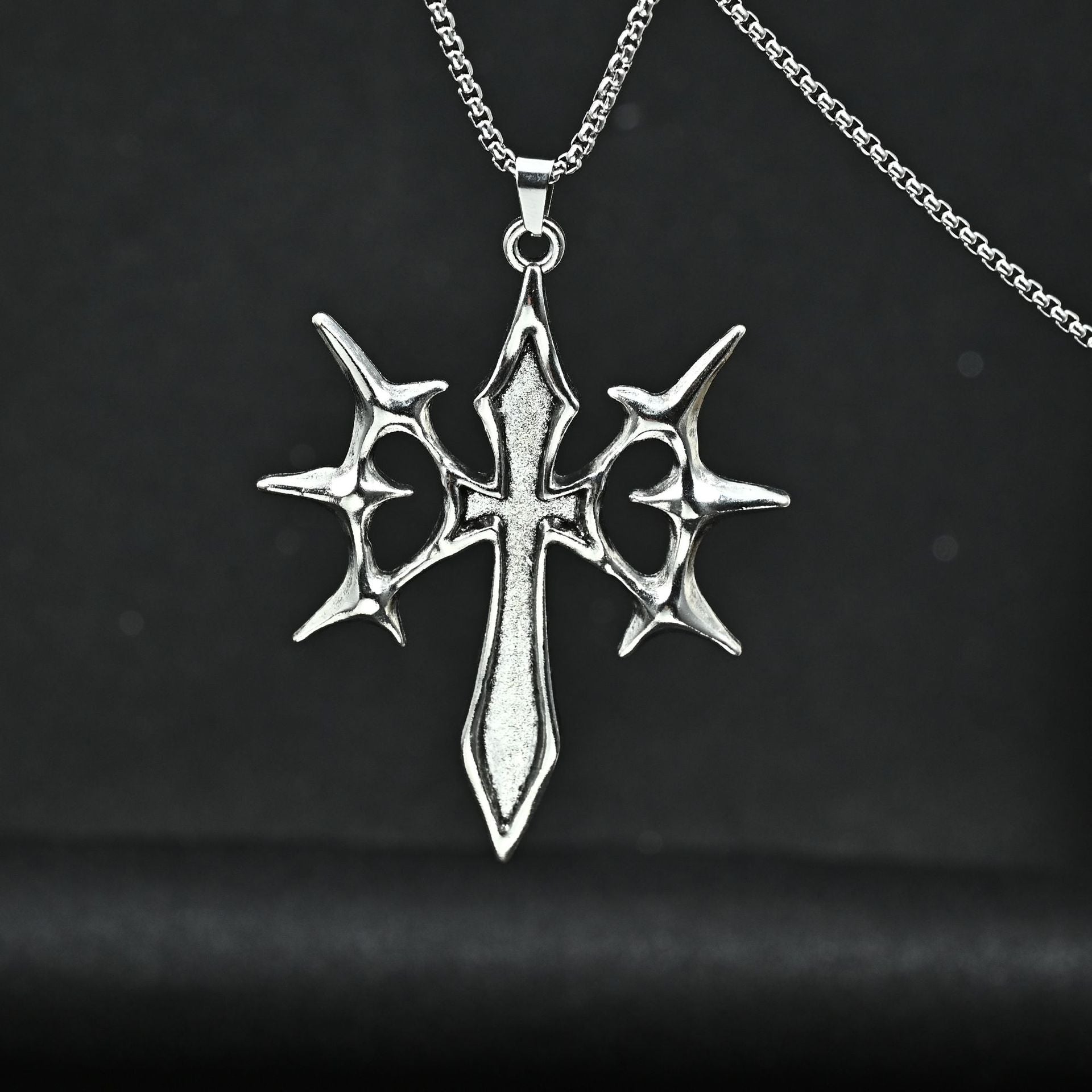 Wholesale Gothic n Cross Pendant Necklace Stainless Steel Chain Rave Party Jewelry Accessory For Boutique Resale