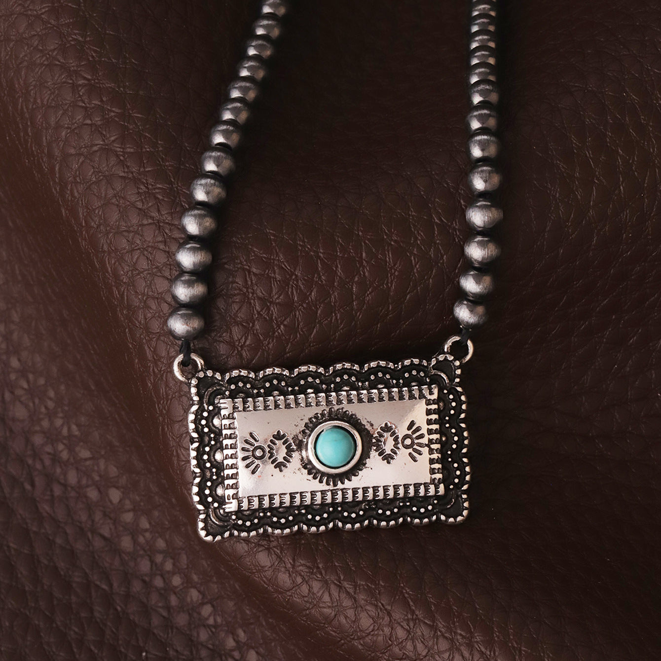 Wholesale Western Cowboy Turquoise Beaded Stackable Necklace,  Trendy Layering Jewelry Accessory