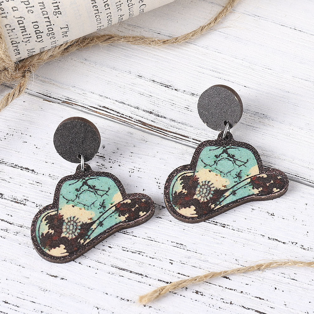 Wholesale Western Style Double-Sided Wooden Earrings