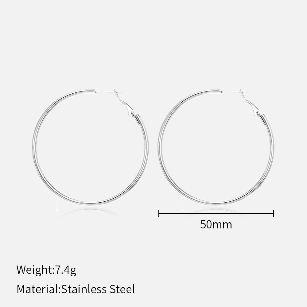Wholesale  Popular 30/40/50/60mm Stainless Steel Round Earrings